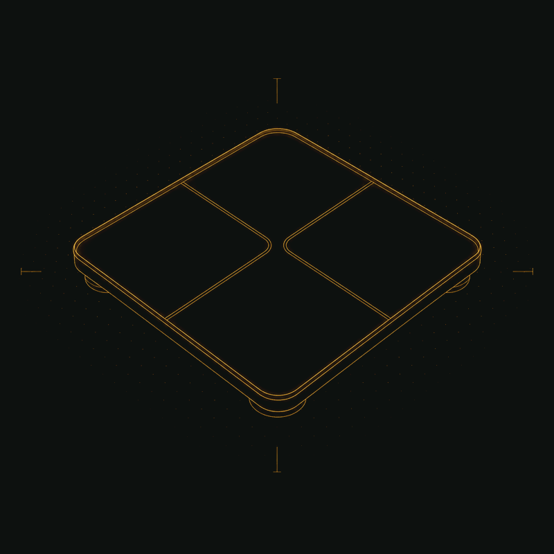 Abstract amber line-work portrait of a Tanita smart scale